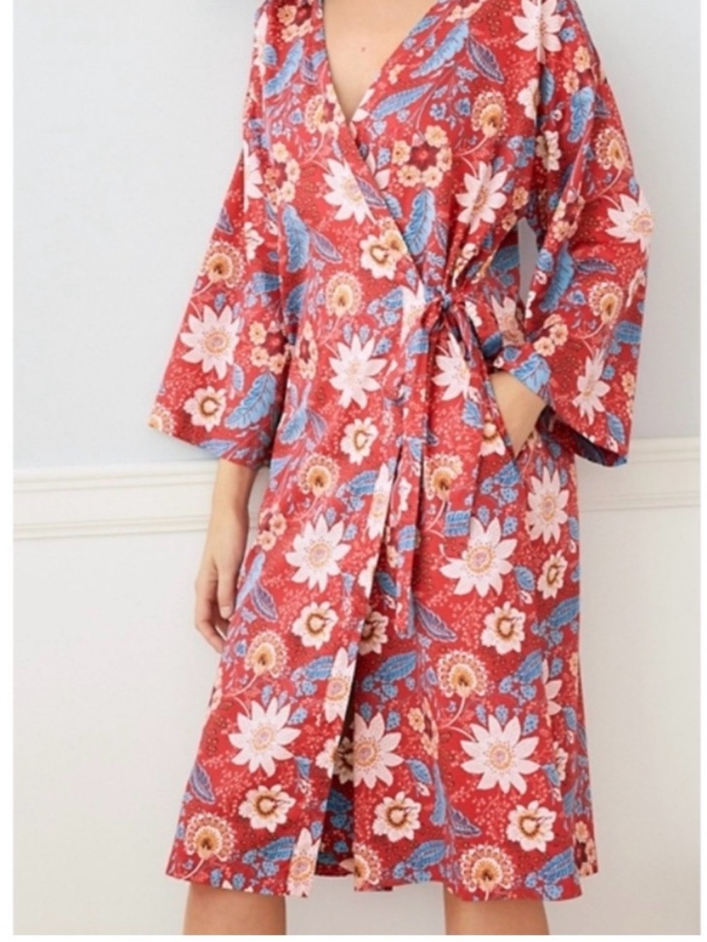 Garnet Hill Washed Pima Sateen Kimono Robe. Can also be worn with jeans or dress